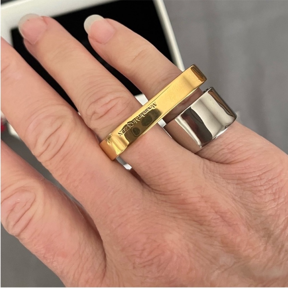 Alexander McQueen Silver and Gold Double Ring - Picture 6 of 10